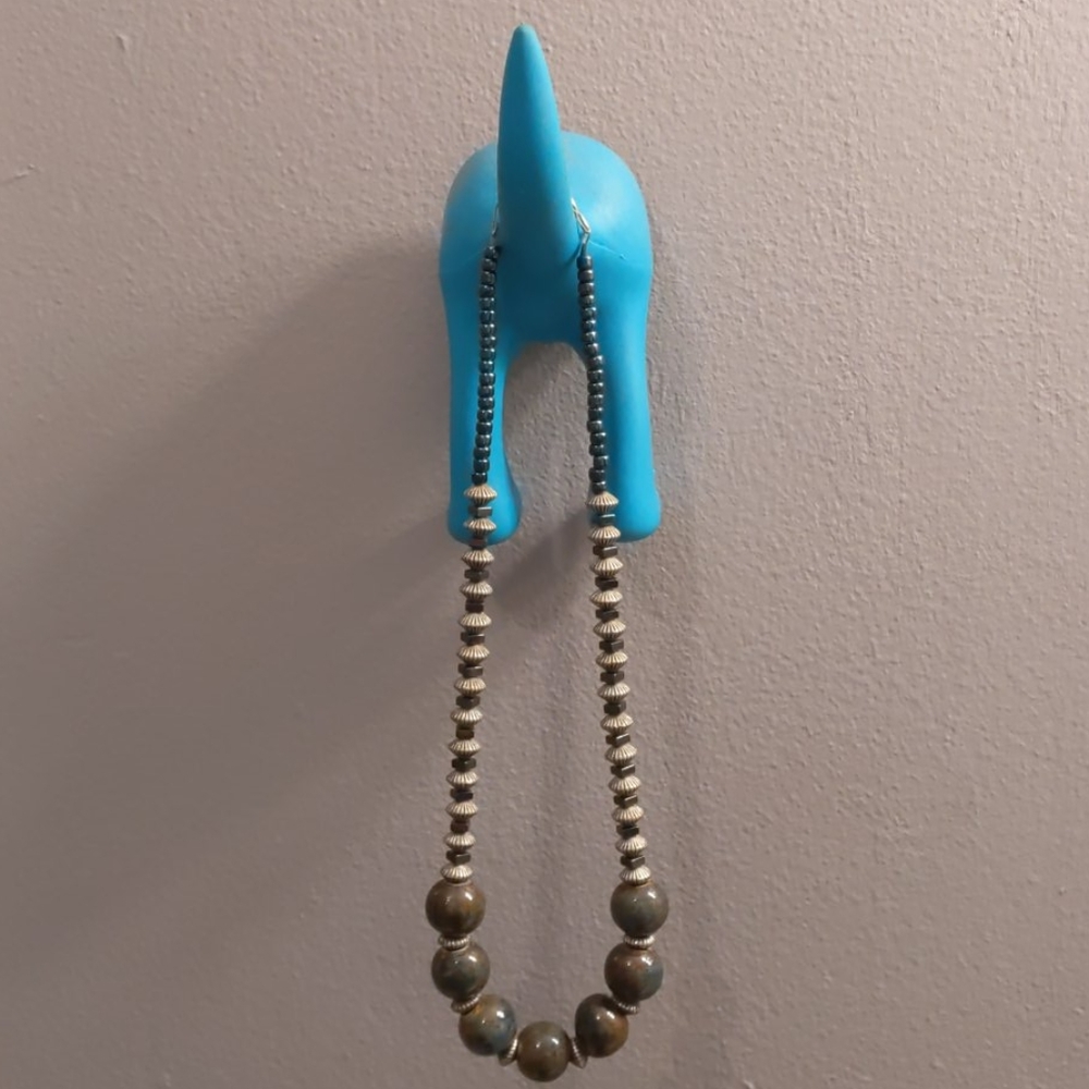 Glass and metal bead necklace with clasp